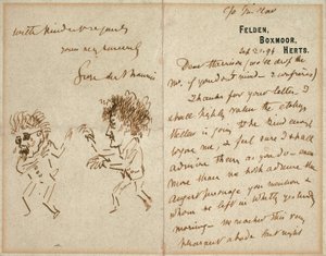 デュモリエを威嚇するホイッスラーの絵入り書簡 作： George du Maurier