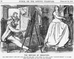 「発明の母」、1866 年 作： George du Maurier