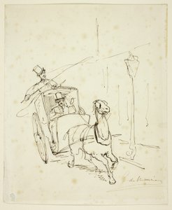 ハンサム・タクシーに乗ったホイッスラー 作： George du Maurier