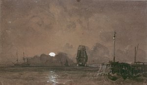 サンダーランドハーバー：月光、19世紀 作： George the Elder Chambers