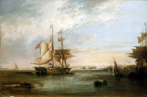デプトフォード沖のヨット「イザベル」（イギリス）。油絵 作： George the Elder Chambers