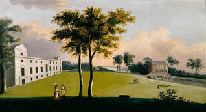 ウィルトン・ハウスの南正面とソールズベリーの東のパラディオ橋（油彩・キャンバス） 作： George the Younger Cuitt