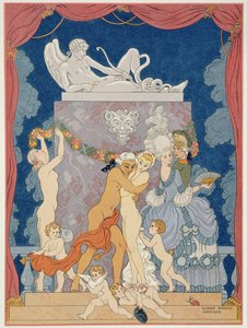 1920年代に出版されたピエール・チョデルロス・ド・ラクロ（1741-1803）による「Les Liaisons Dangereuses」のシーン（ステンシルプリント）