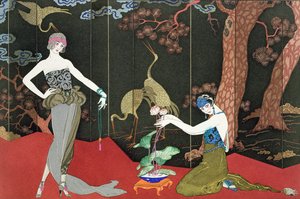 アンリ・ライデルが彫刻したラッカーのファッション 作： Georges (after) Barbier