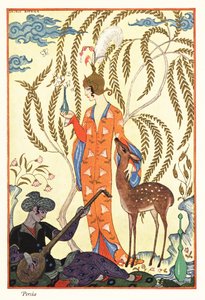 香水瓶を持つ女性、古代ペルシャ 作： Georges Barbier