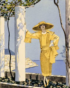 Amalfi, illustration of a woman in a yellow dress by Worth   1404746   ja       japanese Successfully Translated  Original: Untitled Head of a Child, 1876. Translat: Untitled Head of a Child, 1876. 1157644 ja japanese Successfully Translated Original: LArr 作： Georges Barbier