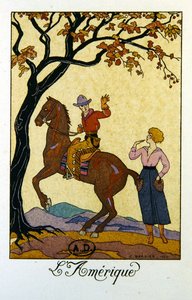 「アメリカ」、1921 年のカレンダーのイラスト 作： Georges Barbier