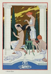 「The Art of Perfume」の古代ローマ、パブ。 1912年（ポチョワールプリント） 作： Georges Barbier