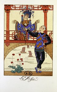 「アジア」、1921 年のカレンダーのイラスト 作： Georges Barbier