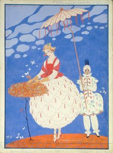 秋のバラ (紙にペン、インク、水彩) 作： Georges Barbier