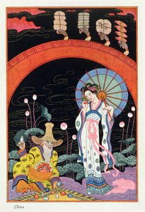 中国、「The Art of Perfume」のパブ。 1912年（ポチョワールプリント） 作： Georges Barbier