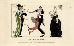 ボールでエネルギッシュに踊るファッショナブルなカップル 作： Georges Barbier