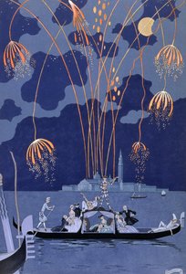 ヴェネツィアの花火、ポール・ヴェルレーヌ作「Fetes Galantes」のイラスト（1844-96）、1924年（ポショワールプリント）