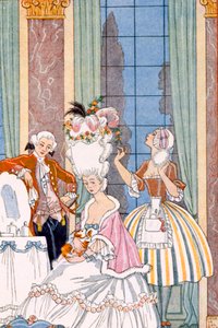 「The Art of Perfume」より、18世紀のフランス、パブ。 1912年（ポチョワールプリント） 作： Georges Barbier