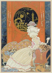 Paul Verlaine (1844-96) による「Fetes Galantes」のイラスト (1928 年) (ステンシル プリント)