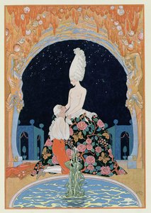 洞窟の中、ポール・ヴェルレーヌ作「Fetes Galantes」のイラスト（1844-96）、1928年（ポチョワールプリント）