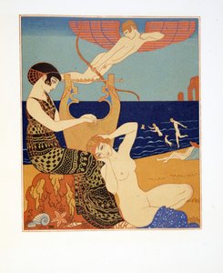 シンボリック リング、「Les Chansons de Bilitis」のイラスト、Pierre Louys 作、パブ。 1922年（ステンシルプリント） 作： Georges Barbier