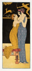 欲望、「Les Chansons de Bilitis」のイラスト、Pierre Louys 作、パブ。 1922年（ステンシルプリント） 作： Georges Barbier