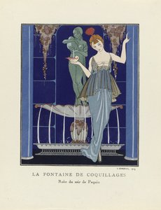 貝殻の噴水、パブ。 1914年（ステンシルプリント） 作： Georges Barbier