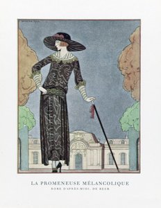 メランコリック ウォーカー、パブ。 1922年（ステンシルプリント） 作： Georges Barbier