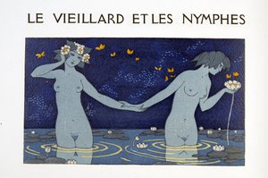 老人とニンフ、「レ シャンソン ド ビリティス」のイラスト、ピエール ルイス作、パブ。 1922年（ステンシルプリント） 作： Georges Barbier