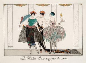 1920 年の美しい野蛮人、H. ライデルによる彫刻 作： Georges Barbier