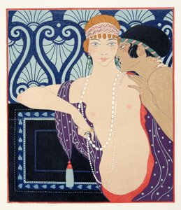 ムナシディカの三人の美女、ピエール・ルイス作『レ・シャンソン・ド・ビリティス』の挿絵、パブ。 1922年（ステンシルプリント） 作： Georges Barbier