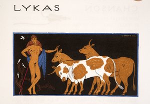 Lykas、「Les Chansons de Bilitis」のイラスト、Pierre Louys 作、パブ。 1922年（ステンシルプリント） 作： Georges Barbier