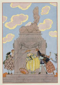 マンドリン、Paul Verlaine（1844-96）による「Fetes Galantes」のイラスト、1928年（ステンシルプリント）