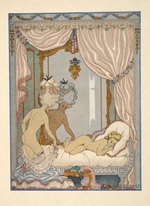 ピエール・チョデルロス・ド・ラクロス（1741-1803）のパブによる「危険な関係」の挿絵、セシル・ド・ヴォランジュの寝室へのマーキス・ド・メルトゥイユの訪問。 1934年（ステンシルプリント）