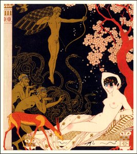 「La Belle Helene」のポスター (カラーリソ) 作： Georges Barbier