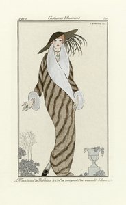 ホワイトフォックストリム付きセーブルコート、コスチュームパリジャン、pub.1912（ポチョワールプリント）から