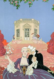 Indolents、Paul Verlaineによる「Fetes Galantes」のイラスト（1844-96）1928年（ステンシルプリント） 作： Georges Barbier