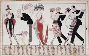 The Tango (紙にペンとインク、水彩) 作： Georges Barbier