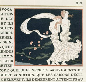 1923年に出版されたポール・ヴァレリー（1871-1945）による「Les Mythes」のイラスト（pochoir print） 作： Georges Barbier