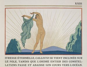 踊る女、1923年に出版されたポール・ヴァレリー（1871-1945）による「Les Mythes」のイラスト（ポチョワールプリント） 作： Georges Barbier