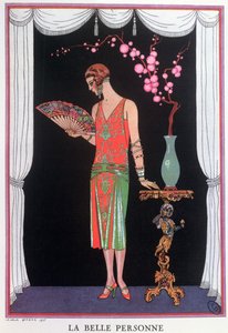 価値のあるイブニング ドレス、ガゼット デュ ボン トンのファッション プレート 作： Georges Barbier