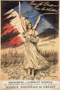 国民ローンの申し込みのポスター。"国旗のために、勝利のために」-ジョルジュ・ベルタン・スコット（1873-1942）（スコット・ド・プラニョール）の絵 作： Georges Bertin Scott