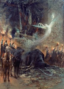 ヴィクトル ユーゴーの葬儀: 凱旋門の下での徹夜、1885 年。 作： Georges Clairin
