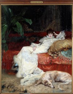 ジョルジュ・ジュール・ヴィクトール・クレラン（1843 - 1919）による、コメディアンのアンリエット・ロジーヌ・ベルナール（サラ・ベルナール、1844 - 1923）の肖像。 作： Georges Clairin