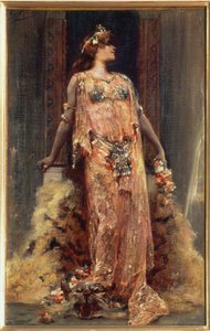 クレオパトラ役のサラ・ベルナール（1844-1923） 作： Georges Clairin