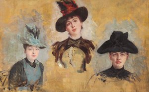 帽子をかぶった3人の女性。帽子をかぶった3人の女性（1880年） 作： Georges Clairin