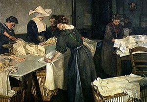 孤児院でアイロンがけ 作： Georges Dervaux