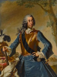 バイエルンのクレメンス・アウグスト (1700-1761)、チュートン騎士団のグランドマスターとしてのケルン選帝侯大司教 - ジョージ・デスマレ (1697-1776)。 キャンバスに油彩、1746 年頃。寸法 : 155x114.5 cm 個人蔵