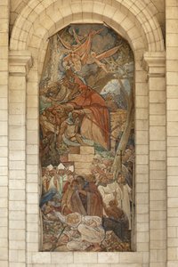 大聖堂。 元修道院教会 (Abbaye Saint-Vaast)。 インテリア。 南トランセプト。 壁画。 作： Georges Desvallieres