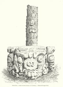 グアテマラのマヤ彫刻の石製祭壇と偶像（彫刻 作： Georges Ernest Profit