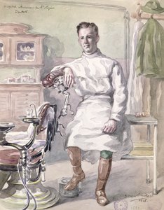 セントナゼールアメリカンホスピタルの軍事歯科医、1918年（紙にトイレ） 作： Georges Eveillard