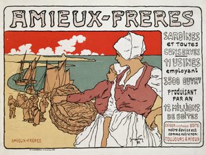 ジョルジュ・フェイによるイワシとアミューズ・フレールの缶詰の広告 作： Georges Fay