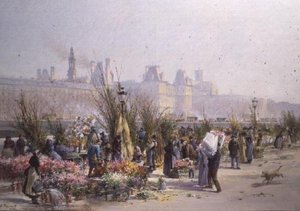 セーヌ川のフラワーマーケット 作： Georges Fraipont