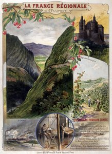 ポスター「La France régionale」G.Fraipont著：ブルゴーニュ、フランシュ・コンテ、デブ。20世紀 作： Georges Fraipont